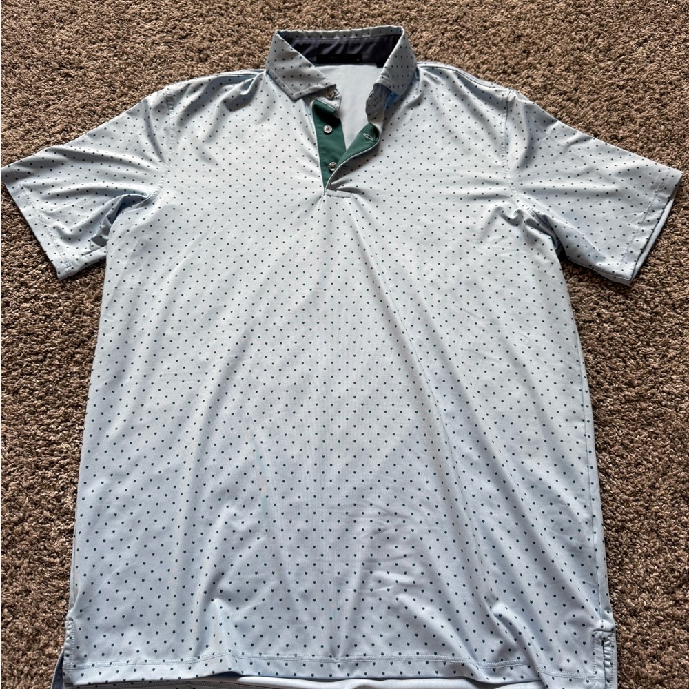 Greyson Light Gray Polo with Green Accents